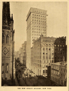 1895 Print American Surety Building NYC Skyscraper - ORIGINAL HISTORIC SA1B