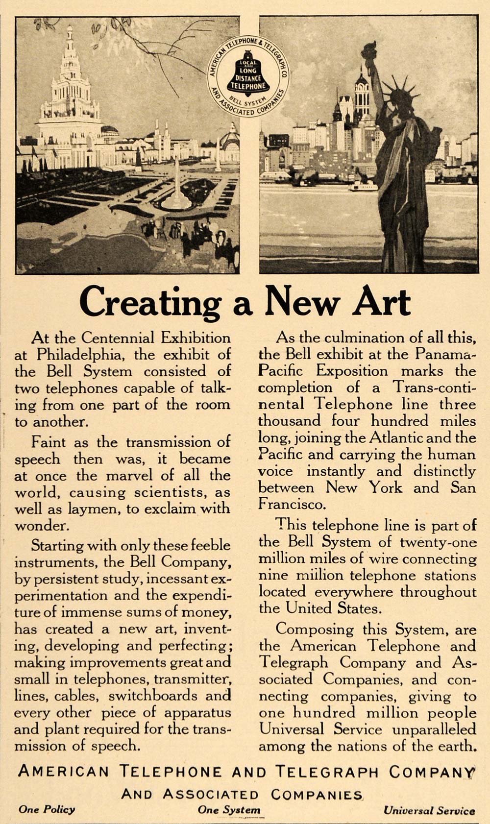 1915 Vintage Ad American Telephone Telegraph Company - ORIGINAL ADVERTISING SA1B