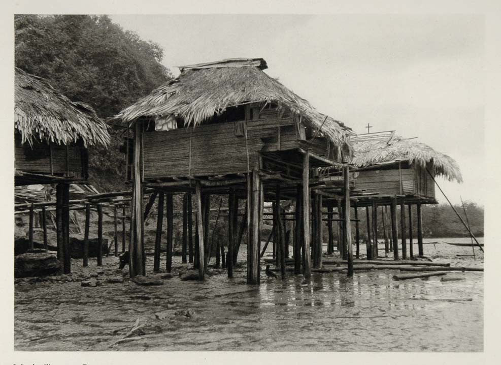 1931 Houses on Silts Buenaventura Colombia Photogravure - ORIGINAL SA2 - Period Paper
