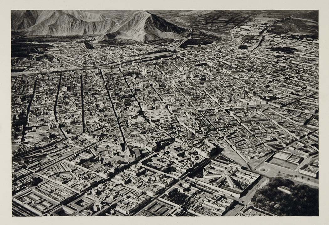 1931 Bird's Eye View Lima Peru Photogravure VERY NICE - ORIGINAL SA2