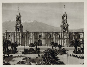 1931 Basilica Cathedral Plaza de Armas Arequipa Peru - ORIGINAL PHOTOGRAVURE SA2
