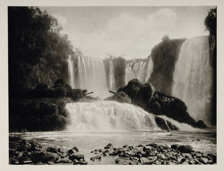 1931 Waterfall Rio Monday River Paraguay Photogravure - ORIGINAL SA2