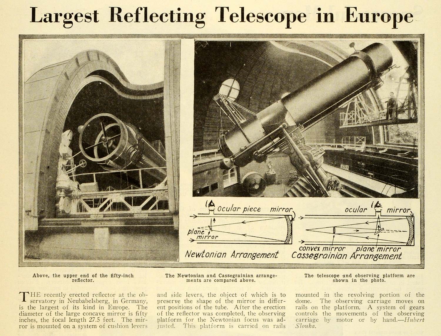 1928 Print Telescope Europe Neubabelsberg Germany Europe Hubert Slouka SAI