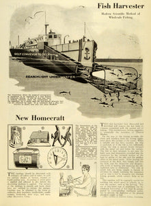 1928 Print Fish Harvester Fishing Ship Net Food Hunting Boat Albany Foundry SAI