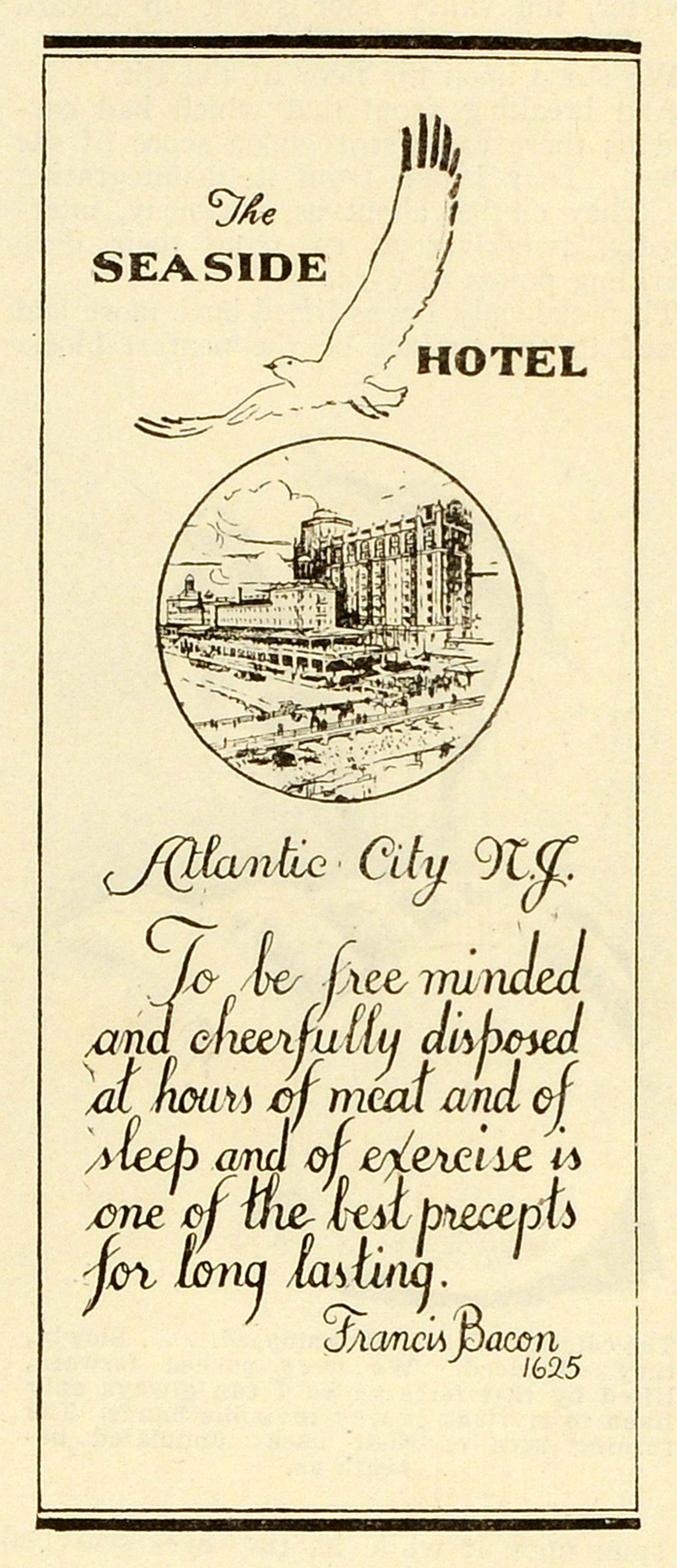 1928 Ad Seaside Hotel Francis Bacon Atlantic City New Jersey Exercise Resort SAI