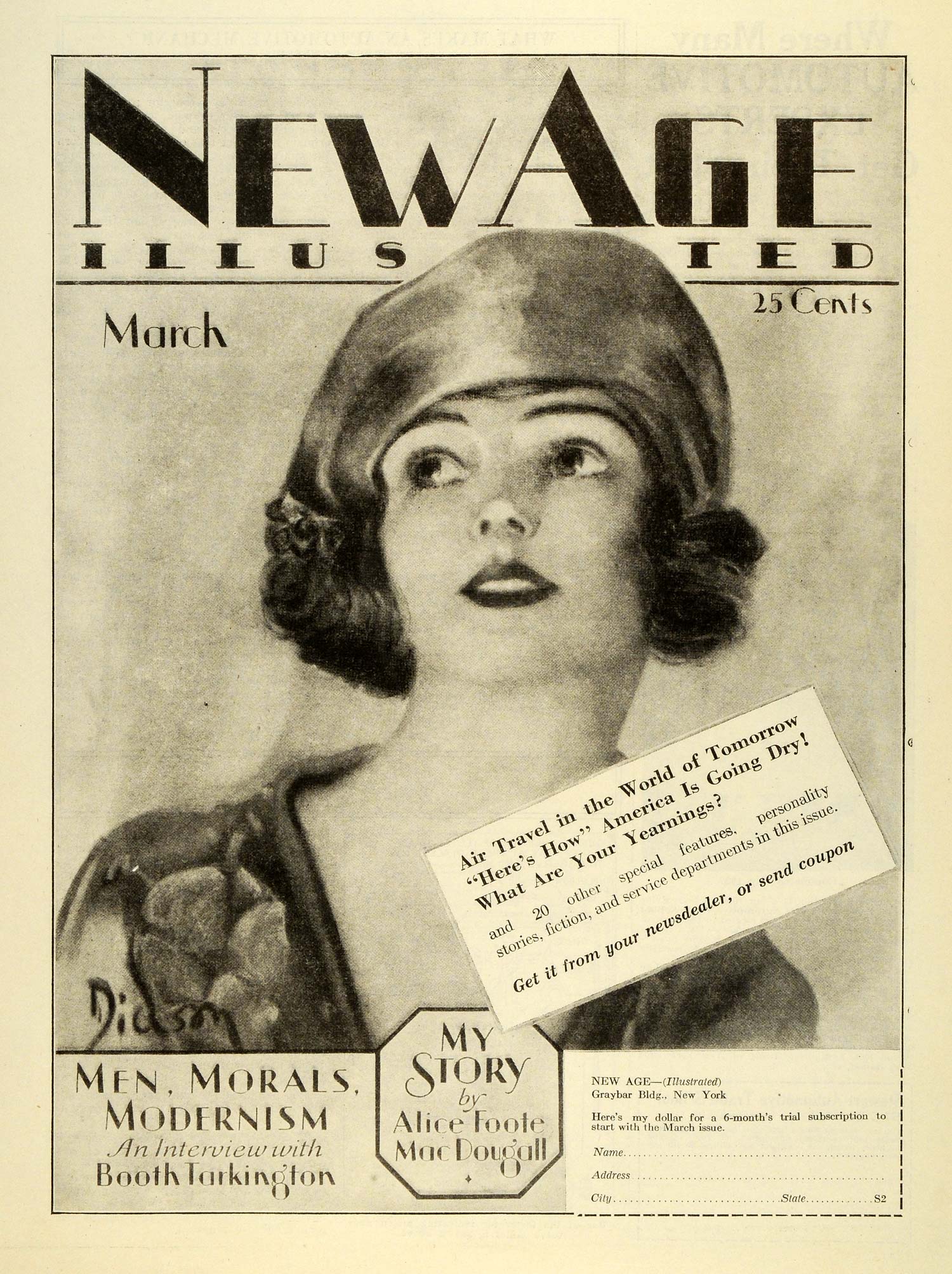 1928 Ad New Age Dickson Graybar New York Alice MacDougall Portrait SAI