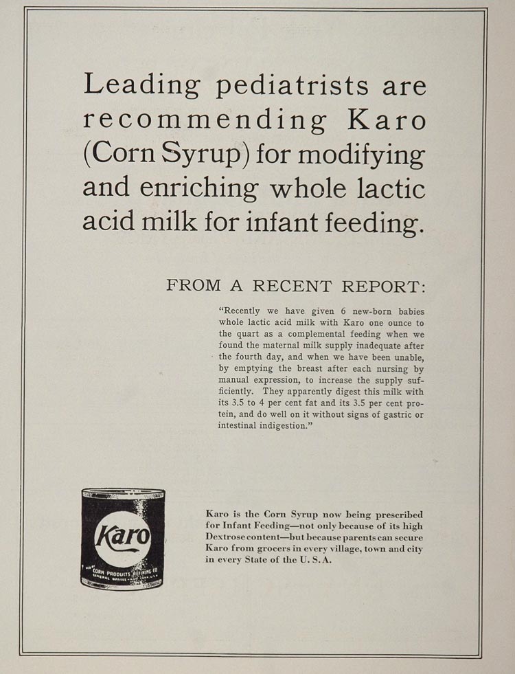 1926 Ad Karo Corn Syrup Infant Feeding Pediatrician ORIGINAL ADVERTI