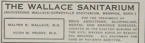 1926 Ad Walter Wallace Sanitarium Somerville Memphis - ORIGINAL ADVERTISING