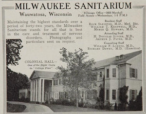 1926 Ad Milwaukee Sanitarium Wauwatosa Colonial Hall - ORIGINAL ADVERTISING