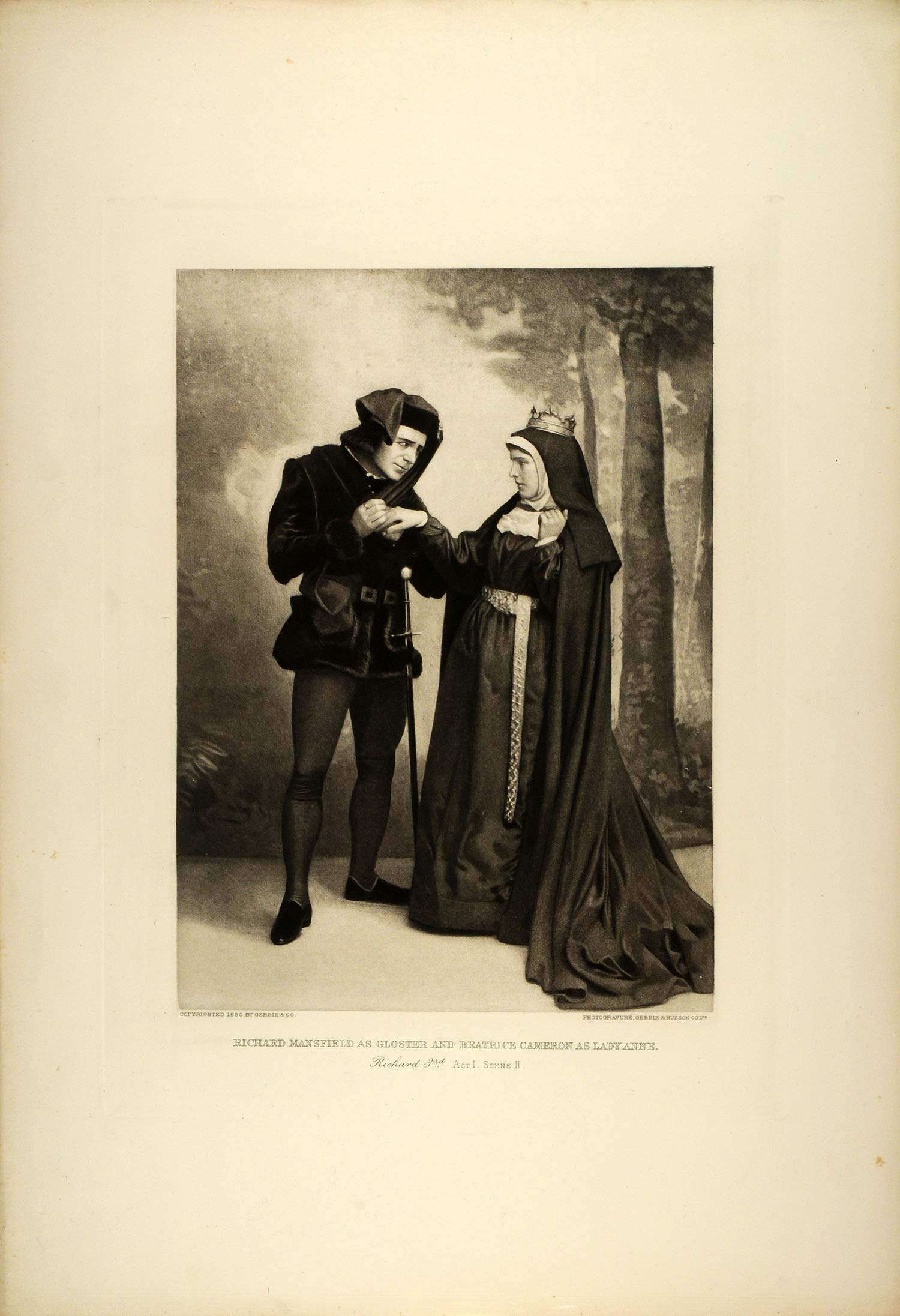 1887 Photogravure King Richard III Shakespeare Play Beatrice Cameron SAS1