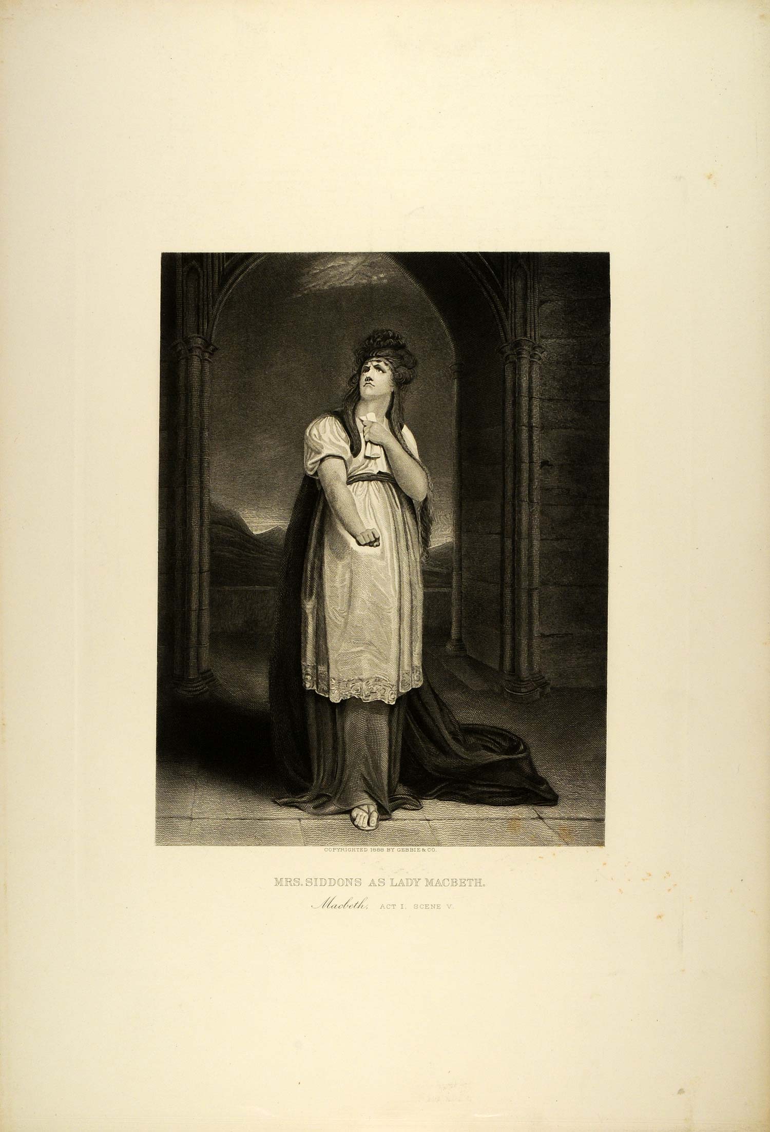 1887 Photogravure Sarah Siddons Actress Lady Macbeth Shakespeare Trage ...