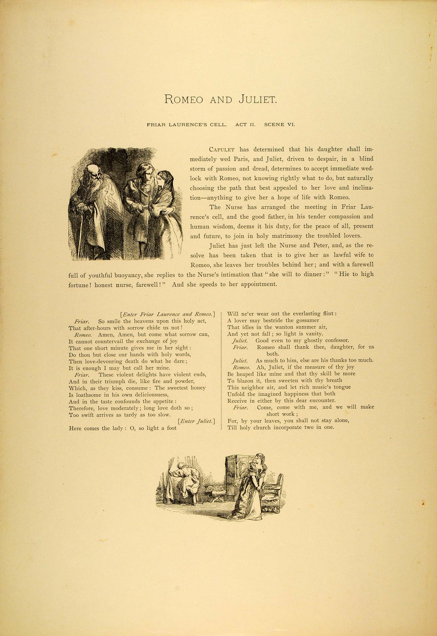 1887 Photogravure Romeo Juliet Friar Laurence Shakespeare Tragedy Play SAS1