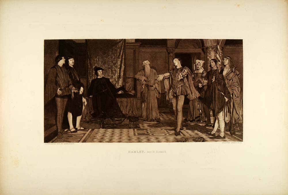 1887 Photogravure Hamlet Act III Scene II Shakespeare Tragedy Play Theatre SAS1