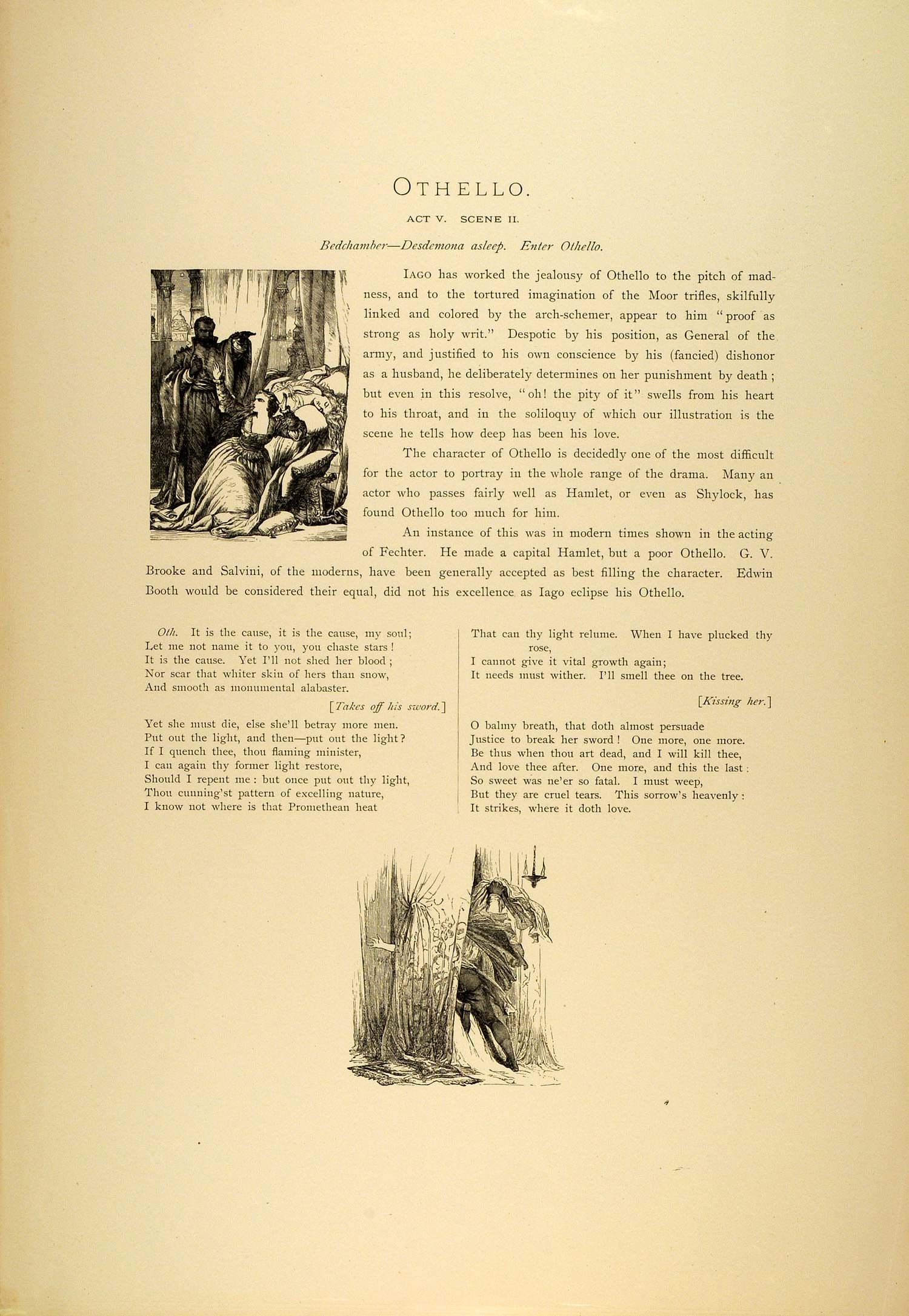 1887 Photogravure Othello Desdemona Bedchamber Shakespeare Tragedy Death SAS1
