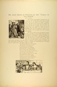 1887 Photogravure John Drew Jr. Actor Petrucio Taming of the Shrew SAS1