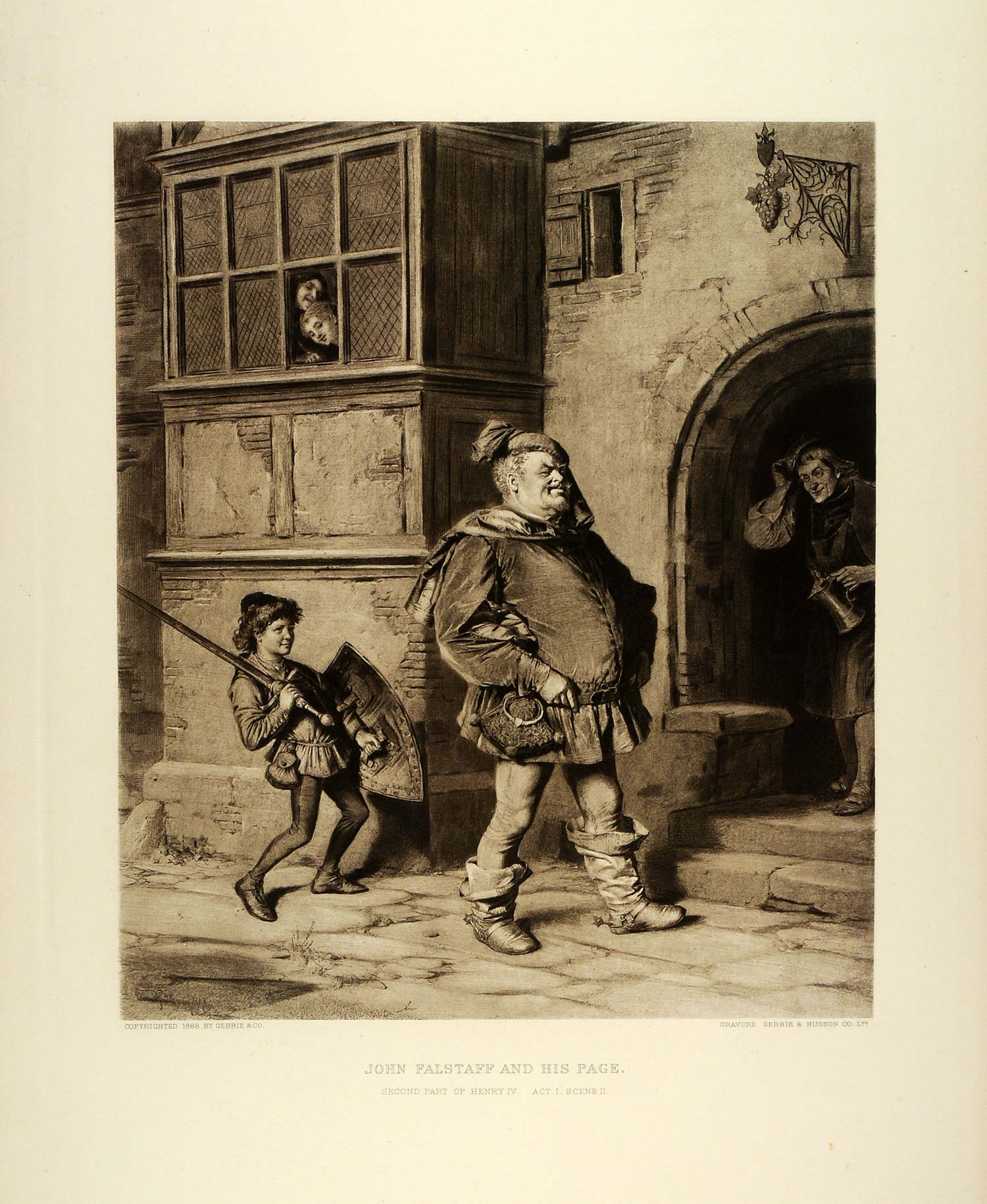 1887 Photogravure John Falstaff Page Henry IV Shakespeare Character Theatre SAS1