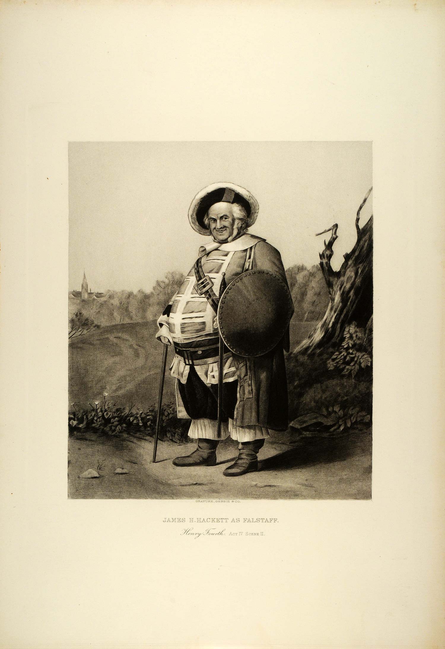 1887 Photogravure James Henry Hackett Actor Falstaff Henri IV Shakespeare SAS1