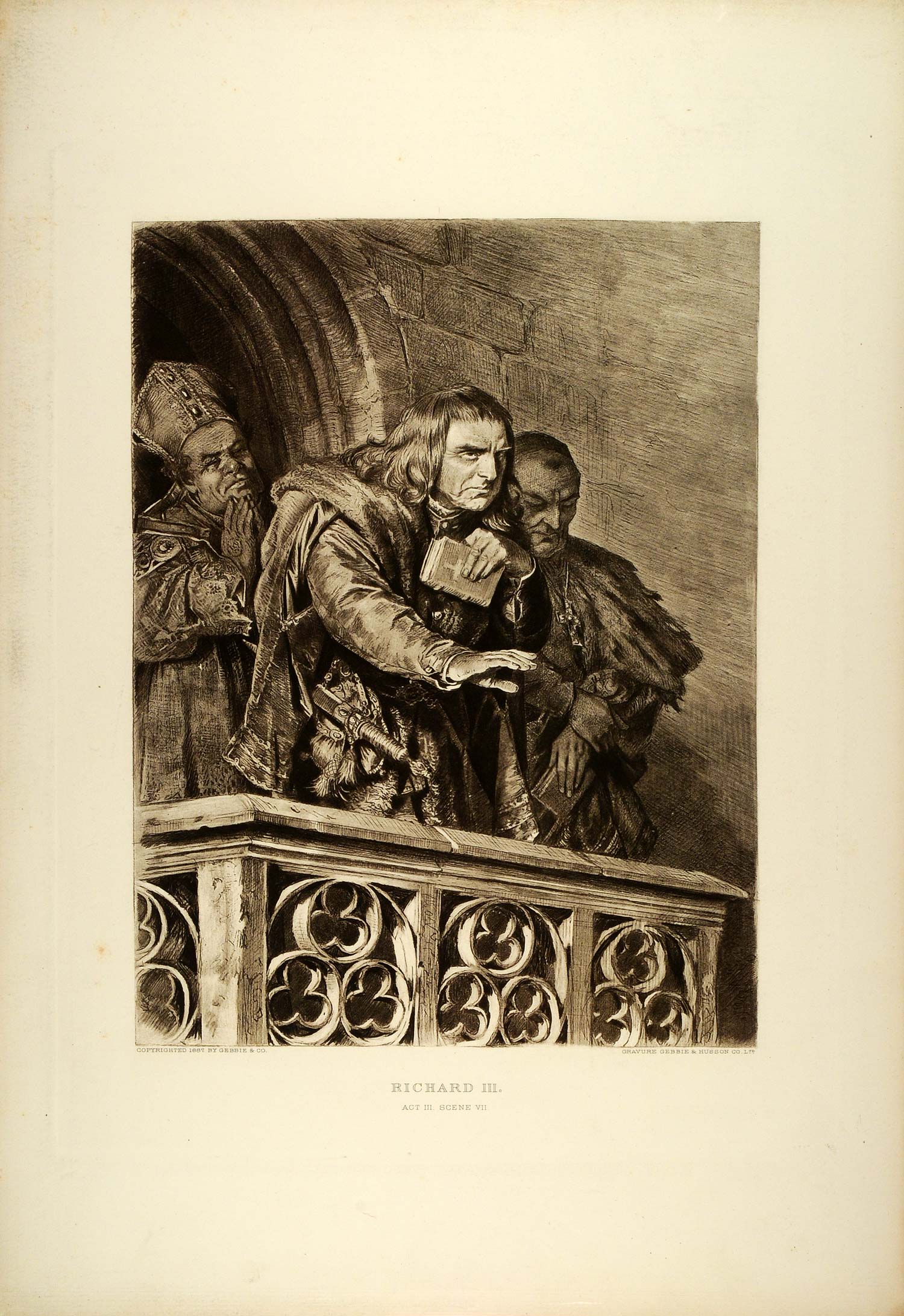 1887 Photogravure Duke of Gloucester Bishops King Richard III Shakespeare SAS1