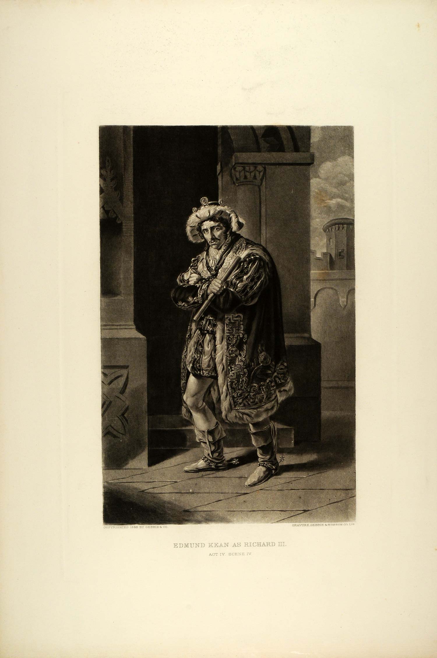 1887 Photogravure Edmund Kean Actor King Richard III Shakespeare Play SAS1