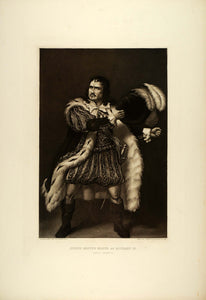 1887 Photogravure Junius Brutus Booth Actor King Richard III Shakespeare SAS1