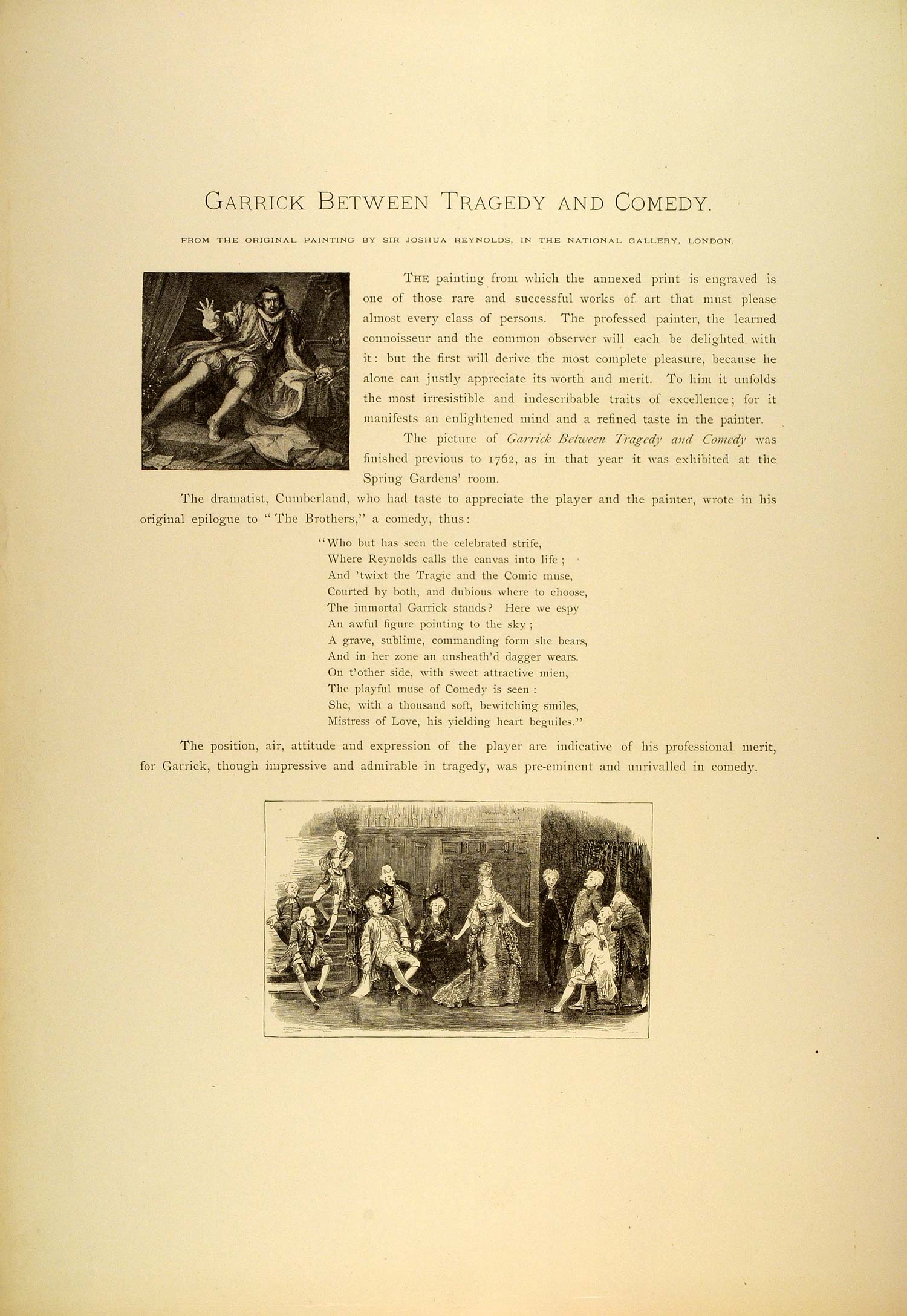 1887 Photogravure Garrick Between Tragedy and Comedy Sir Joshua Reynolds SAS1