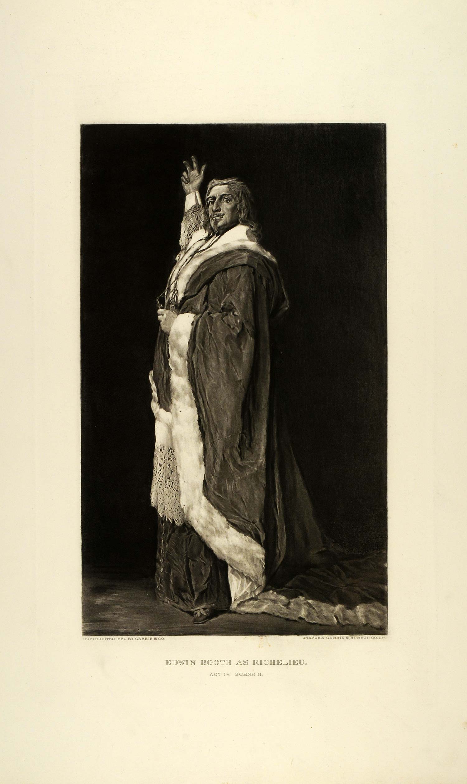 1887 Photogravure Edwin Booth Actor Cardinal Richelieu Play Costume Theatre SAS1
