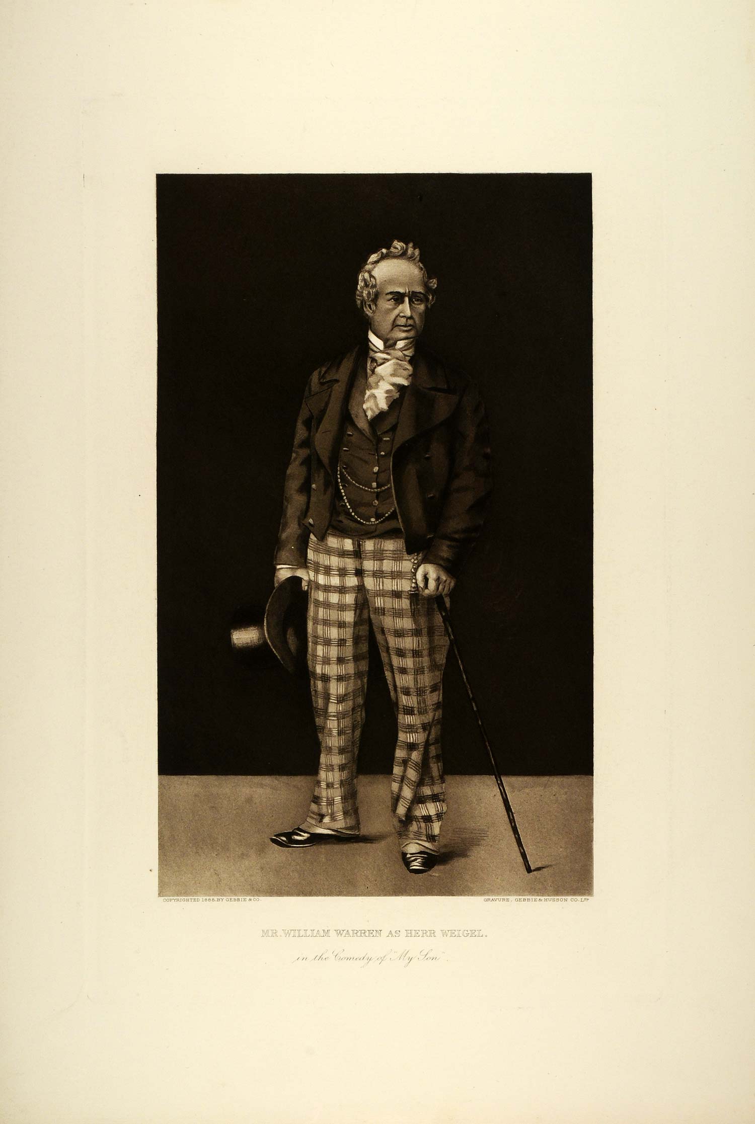 1887 Photogravure William Warren Actor Portrait Herr Weigel Comedy Play SAS1