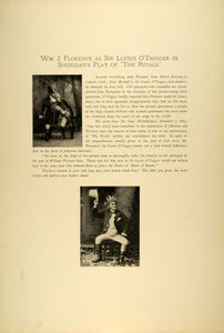 1887 Photogravure William J Florence Actor Rivals Richard Brinsley Sheridan SAS1