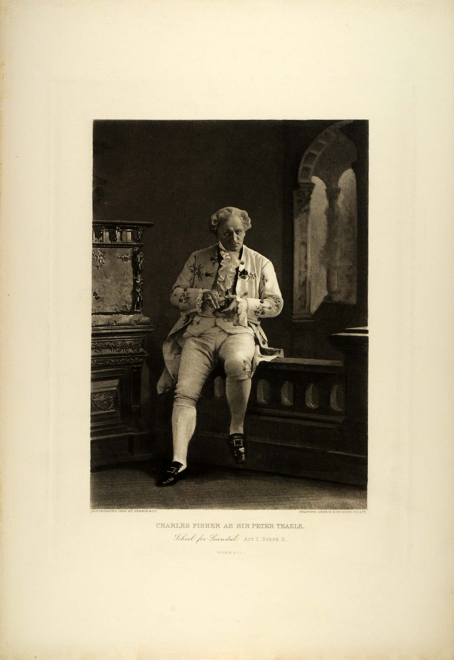 1887 Photogravure Charles Fisher Actor Sir Peter Teazle School for Scandal SAS1
