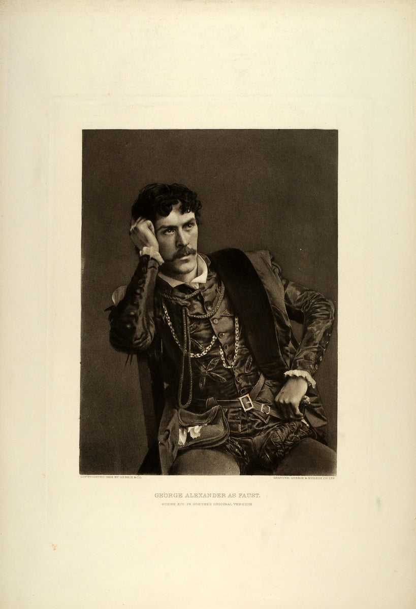 1887 Photogravure George Alexander Stage Actor Portrait Faust Goethe S ...