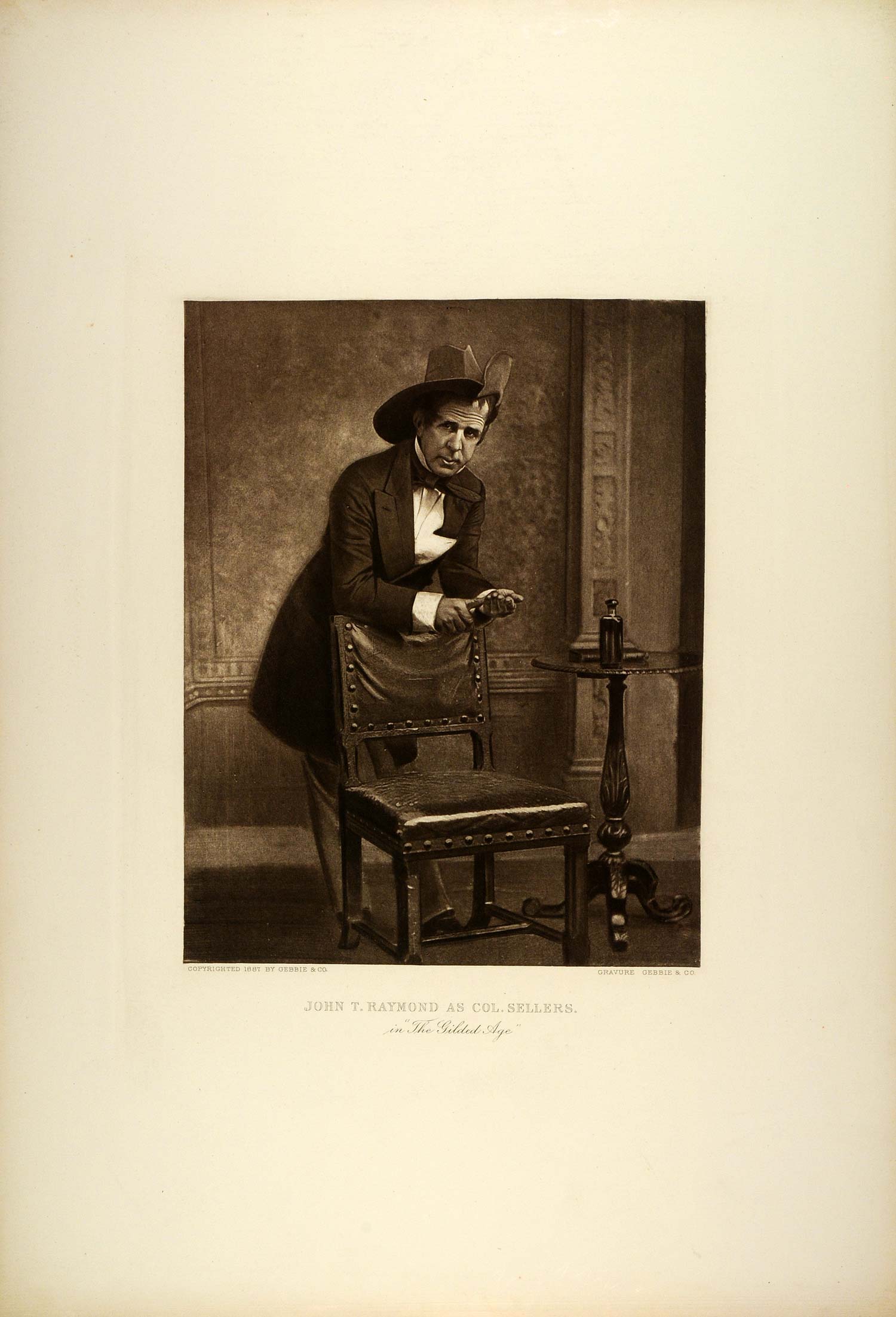 1887 Photogravure John T. Raymond Col. Sellers Mark Twain Comedy Play SAS1