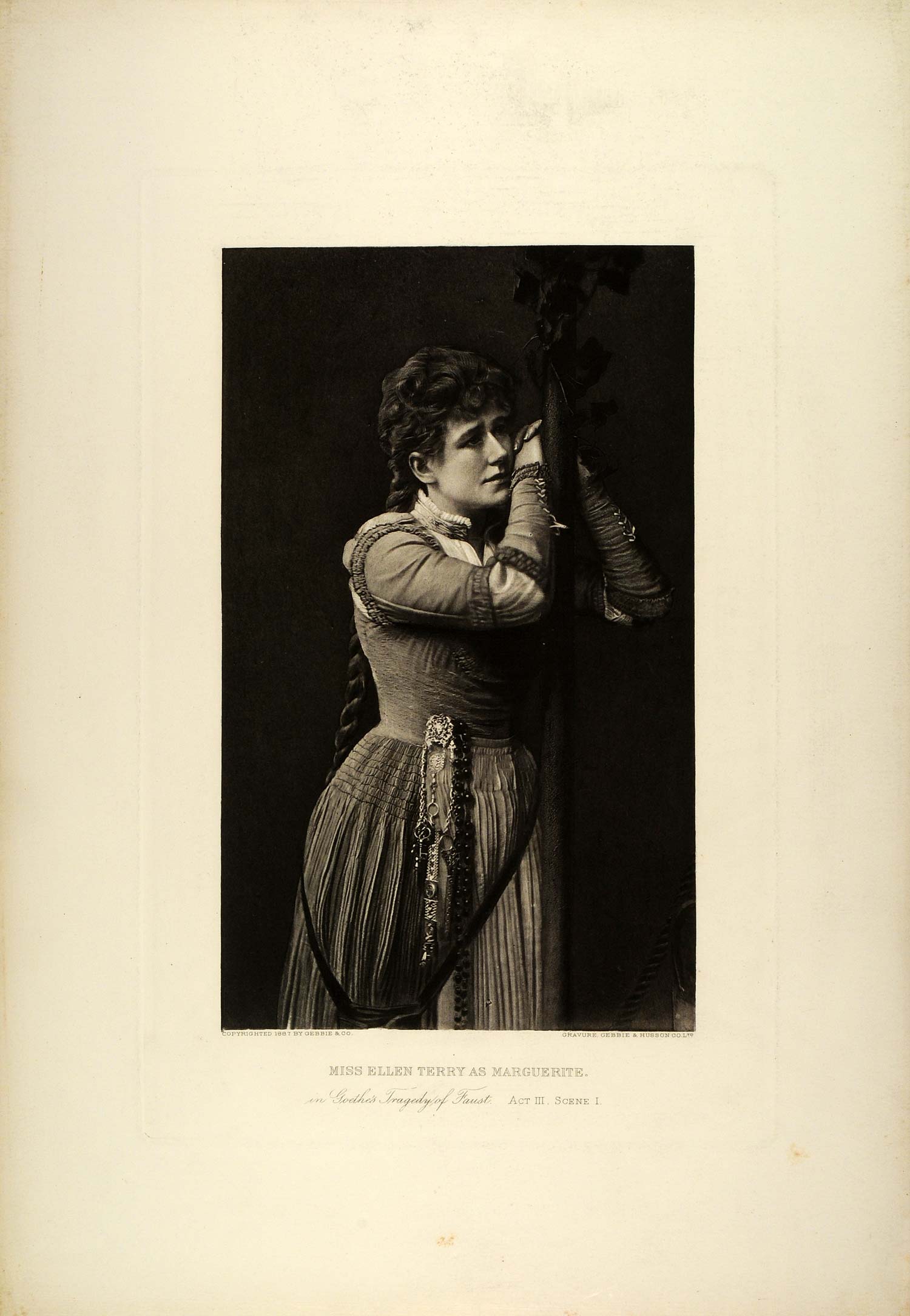 1887 Photogravure Ellen Terry Portrait Stage Actress Marguerite Faust SAS1