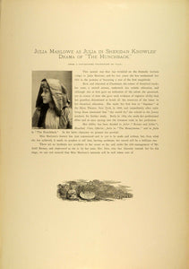 1887 Photogravure Julia Marlowe Stage Actress Hunchback James Sheridan SAS1