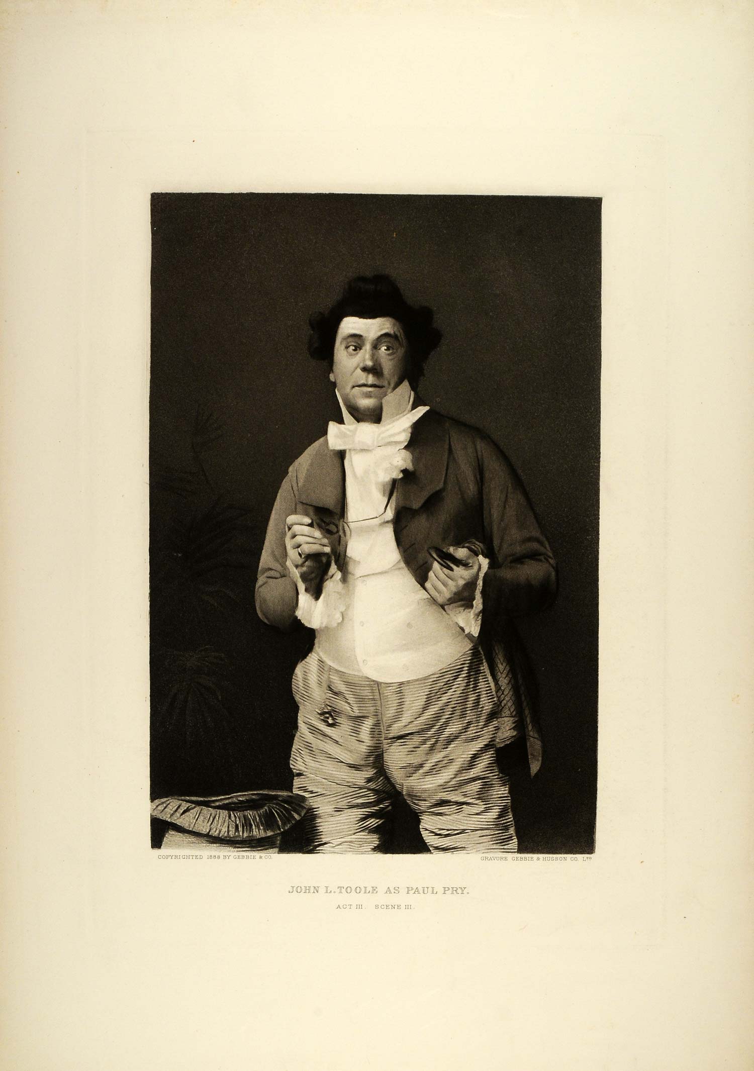 1887 Photogravure John L. Toole Actor Paul Pry John Poole Comedy Play SAS1