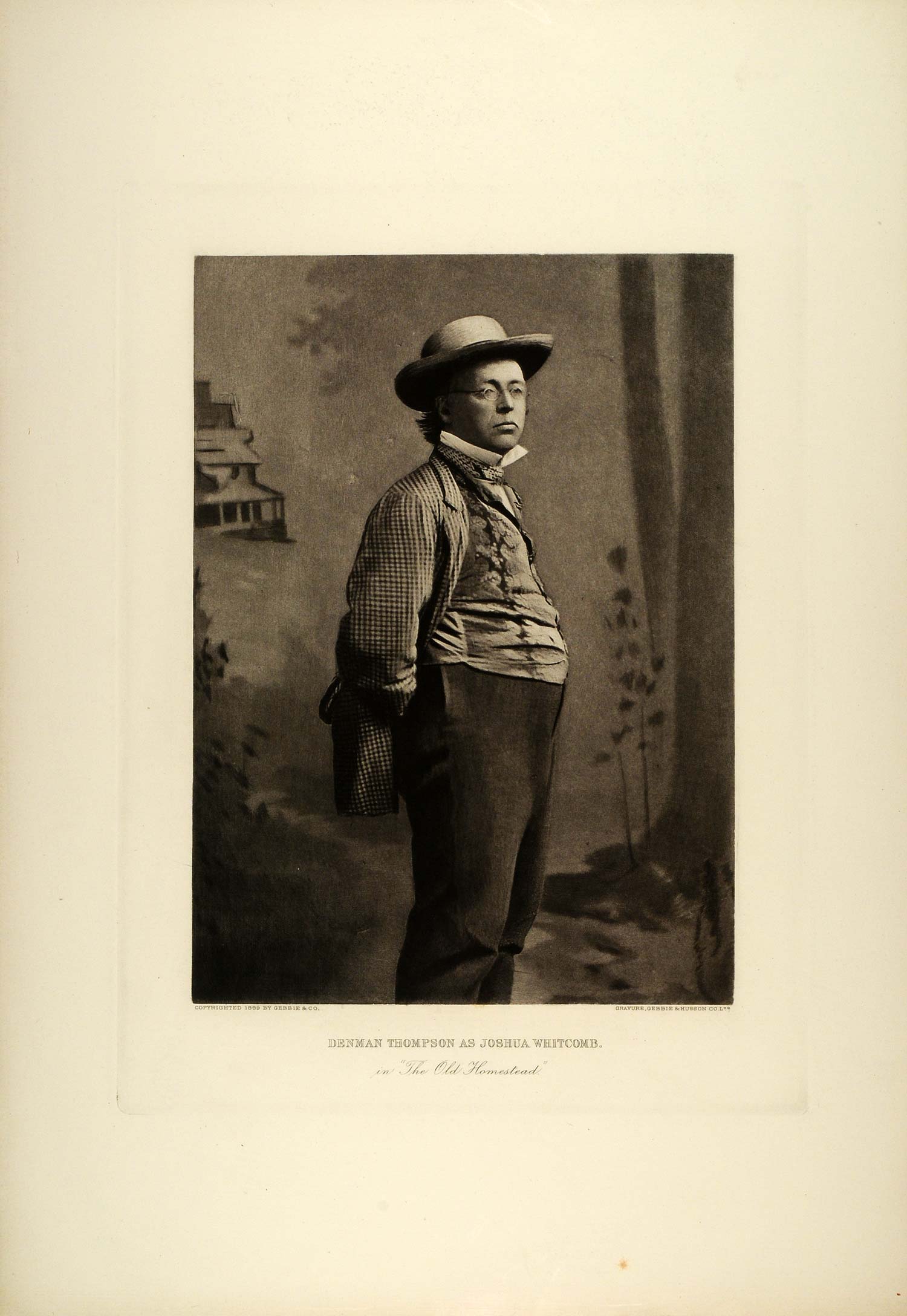 1887 Photogravure Denman Thompson Actor Playwright Old Homestead Joshua SAS1
