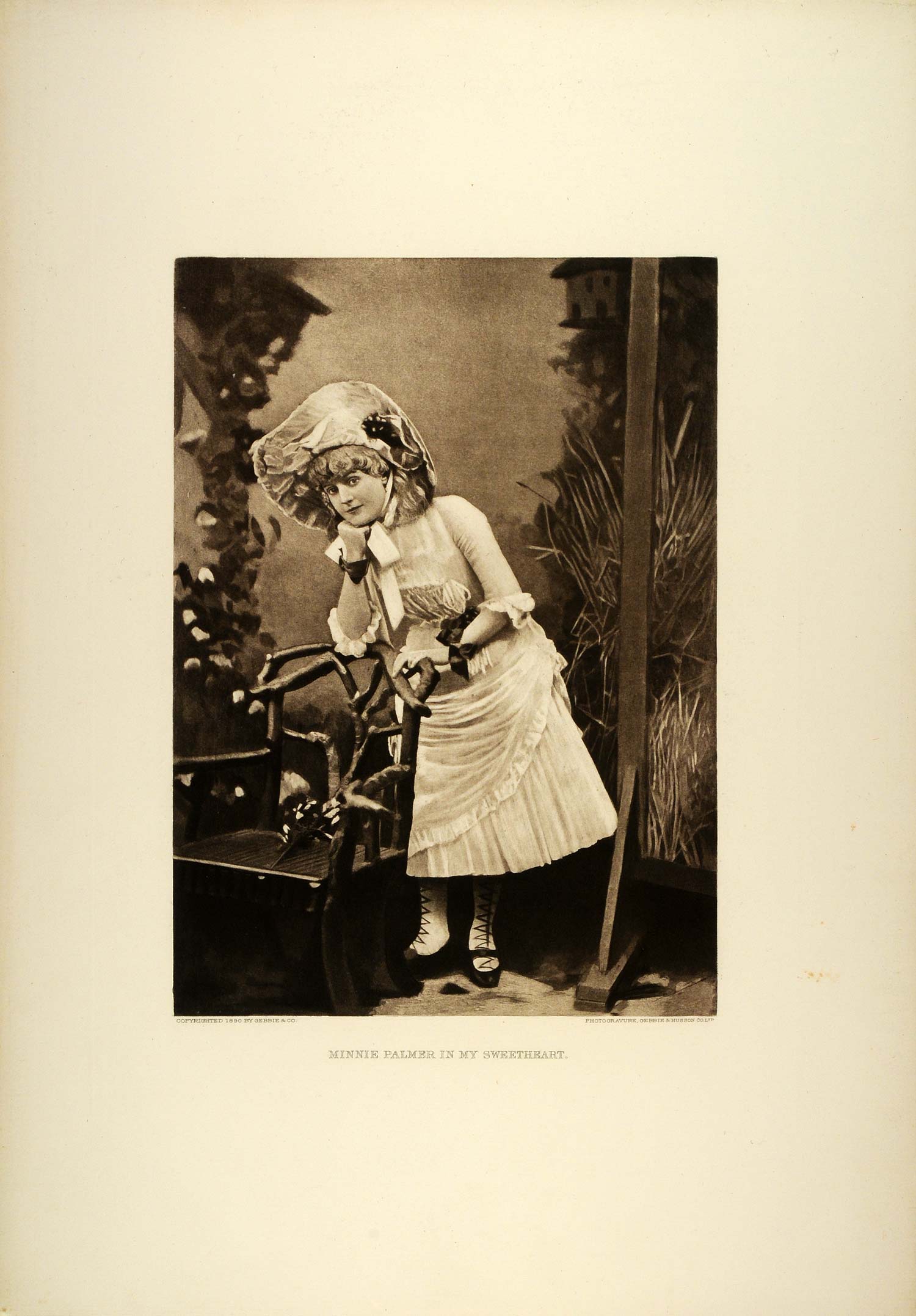 1887 Photogravure Minnie Palmer Actress Portrait My Sweetheart Play Theatre SAS1