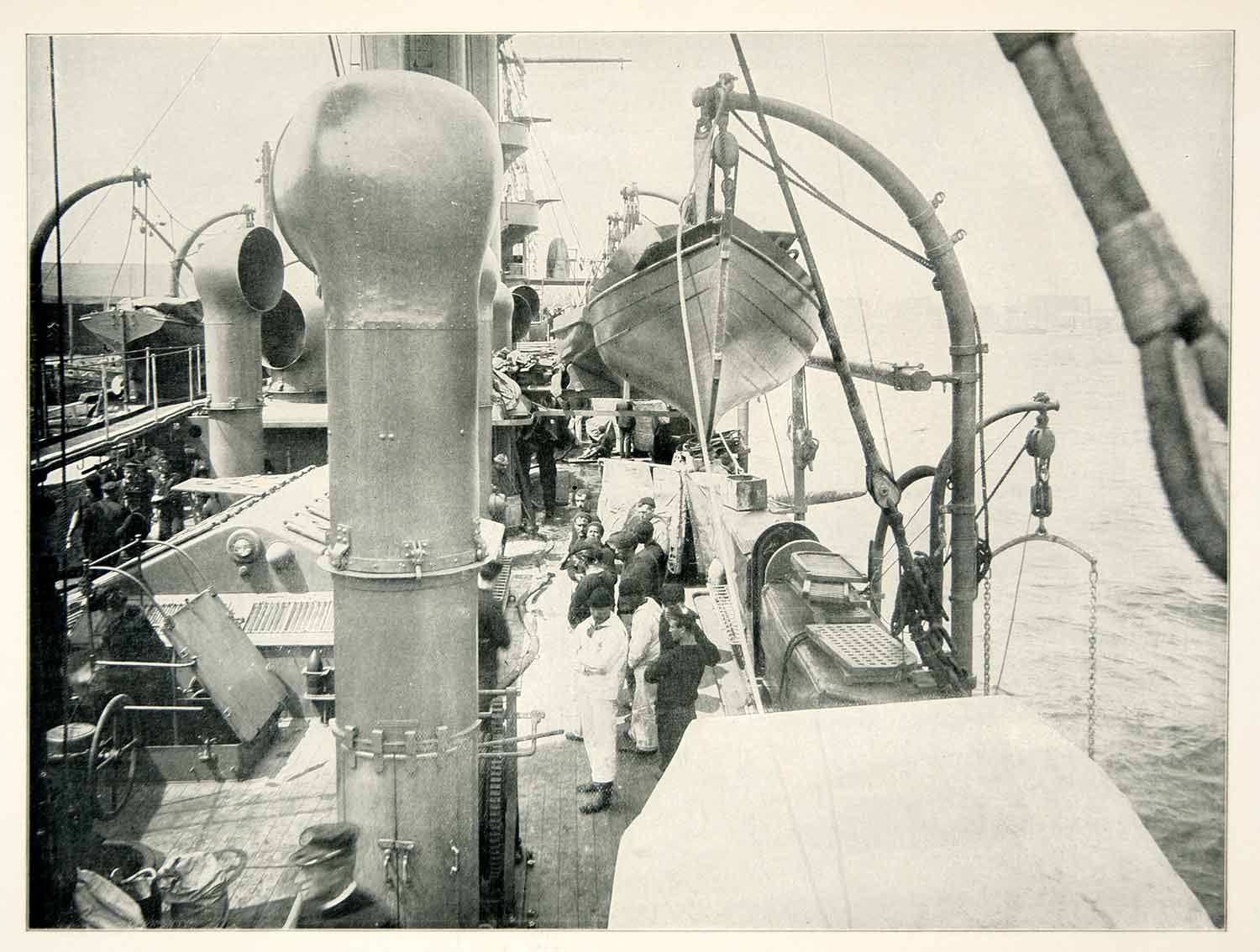 1898 Print U.S.S. New Orleans United States Battleship Spanish American War SAW1