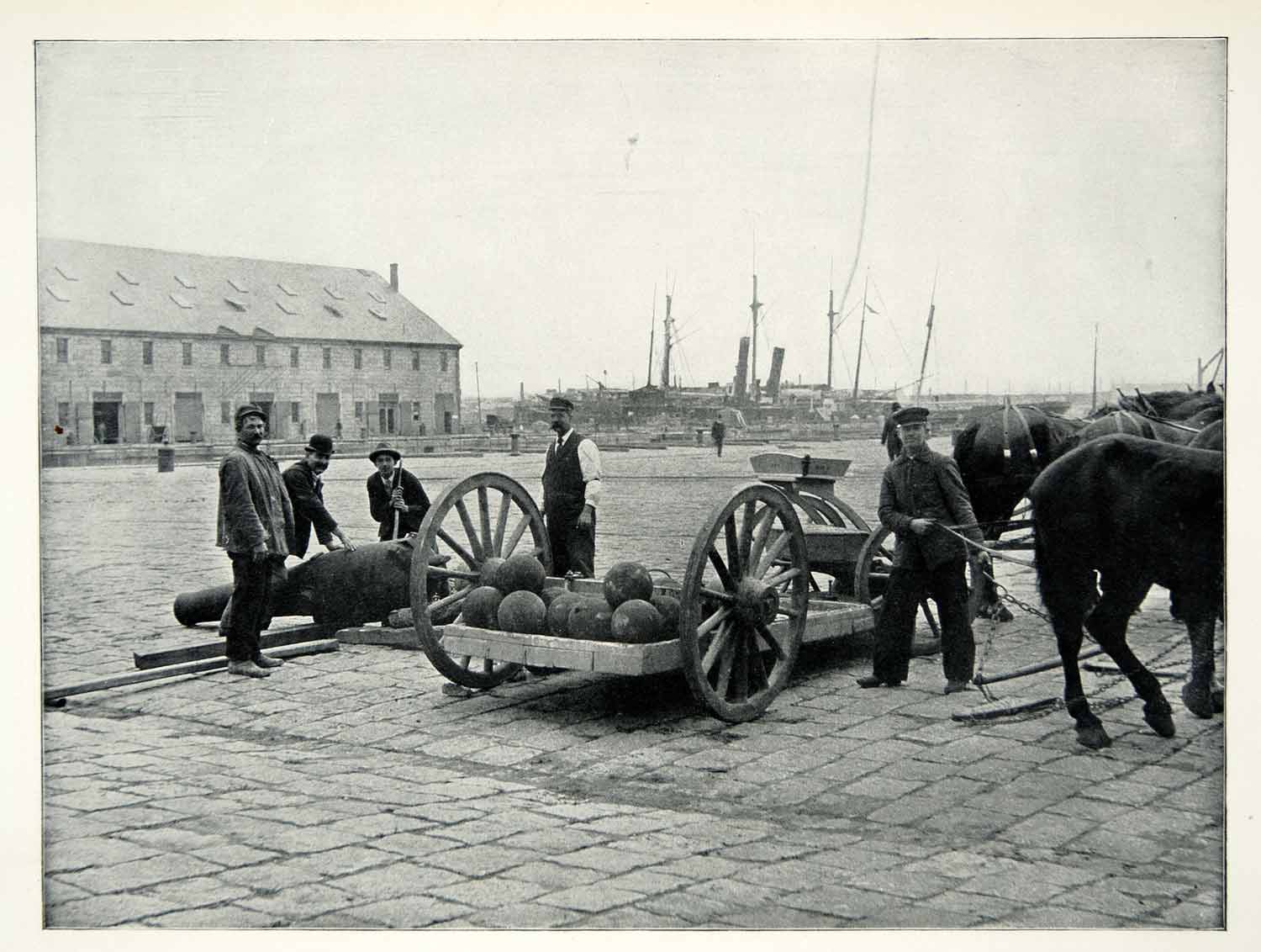 1898 Print Charlestown Naval Yard Weaponry Spanish American War Cannon SAW1