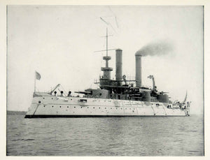 1898 Print U.S.S. Iowa Battleship Spanish American War Fleet Historical SAW1