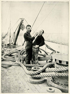 1898 Print Spanish American War Battleship Troops Shaving Historical Image SAW1