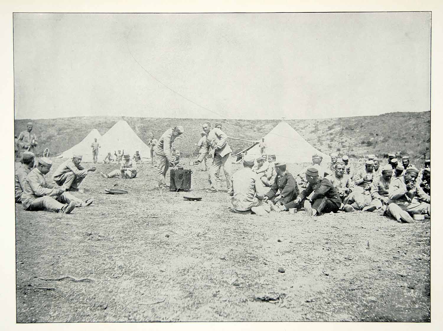 1898 Print Spanish American War Soldiers Breakfast Canary Islands Historic SAW1