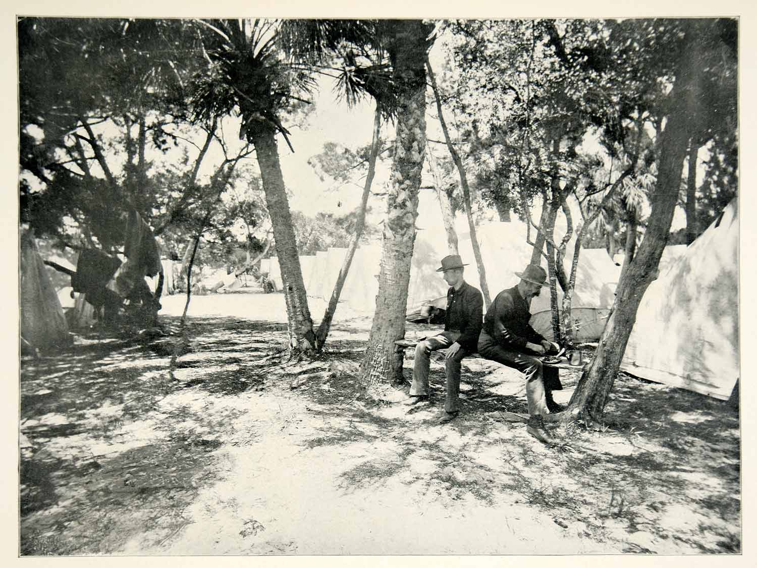 1898 Print Spanish American War United States Soldiers Dinner Meal Camp SAW1