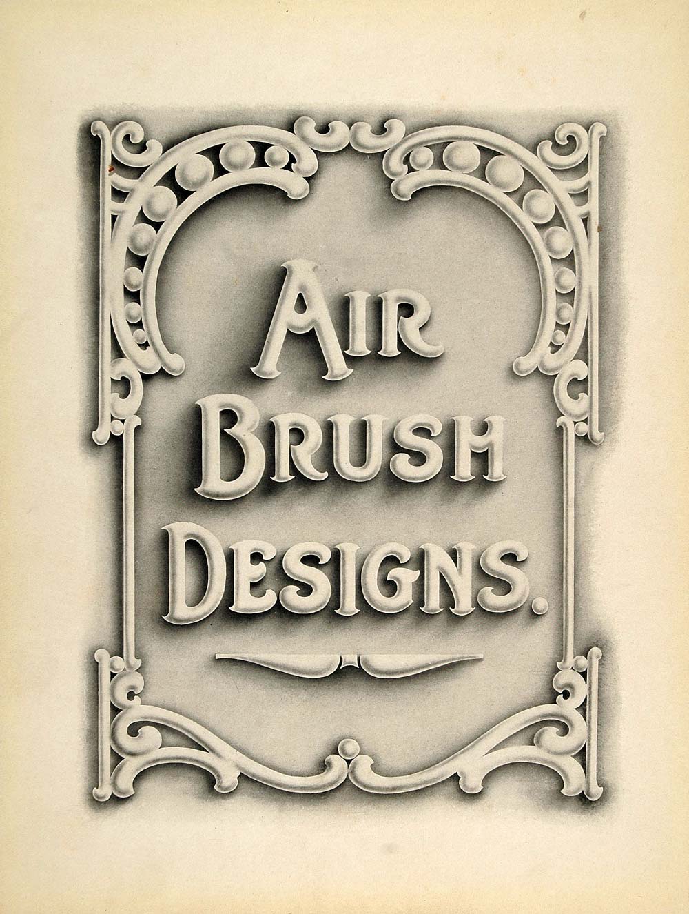 1910 Print Air Brush Graphic Design Art Nouveau Border - ORIGINAL SB1
