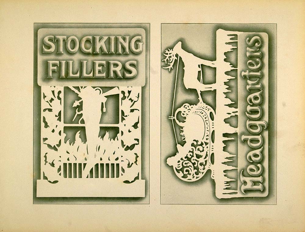 1910 Print Design Template Christmas Sleigh Stocking - ORIGINAL SB1