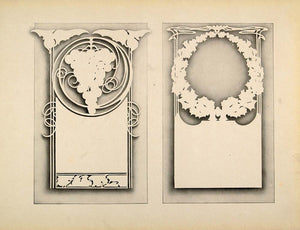 1910 Print Design Templates Art Nouveau Grapes Wreath - ORIGINAL SB1