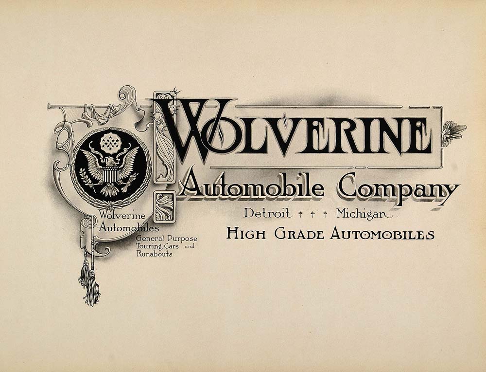 1910 Print Art Nouveau Design Ad Wolverine Automobile - ORIGINAL SB1