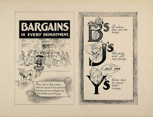 1910 Print Designs Ad Signs Bee Mary Lamb Store Crowd - ORIGINAL SB1