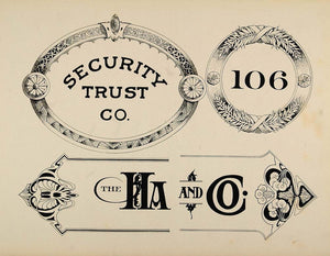 1910 Print Graphic Design Art Nouveau Font Security Trust Templates Signs SB1