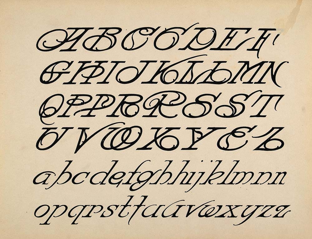 1910 Print Alphabet Art Nouveau Upper Lower Case Fonts - ORIGINAL SB1