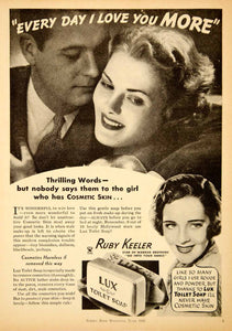 1935 Ad Lux Toliet Soap Ruby Keeler Actress Cosmetic Skin Cleanser Star SBM1